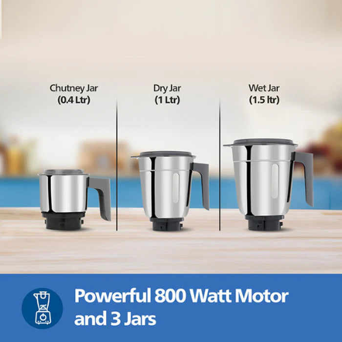 Philips Mixer Grinder - HL7770/00 - Heavy-Duty Daily Use With a Powerful 1000 W Motor, Three Large Stainless Steel Jars, And Intelligent Speed Control