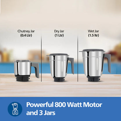 Philips Mixer Grinder - HL7770/00 - Heavy-Duty Daily Use With a Powerful 1000 W Motor, Three Large Stainless Steel Jars, And Intelligent Speed Control