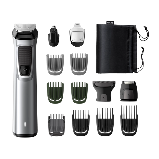Philips Multi Purpose Grooming - MG7720/15 - SteelPrecision Blades, Smart BeardSense Motor Technology, 15 Attachments, And a 120-minute Battery