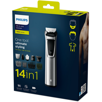 Philips Multi Purpose Grooming - MG7720/15 - SteelPrecision Blades, Smart BeardSense Motor Technology, 15 Attachments, And a 120-minute Battery