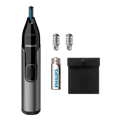 Philips Nose and Ear Trimmer - NT3650/16 - Built-In Eyebrow Trimmer, Dual-Sided Design, And Fully Washable Heads