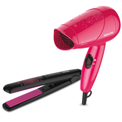 Philips Multi Beauty - HP8643/46 - Includes a Straightening Brush, Curling Tong, Spiral Curler, And 2 Brush Attachments