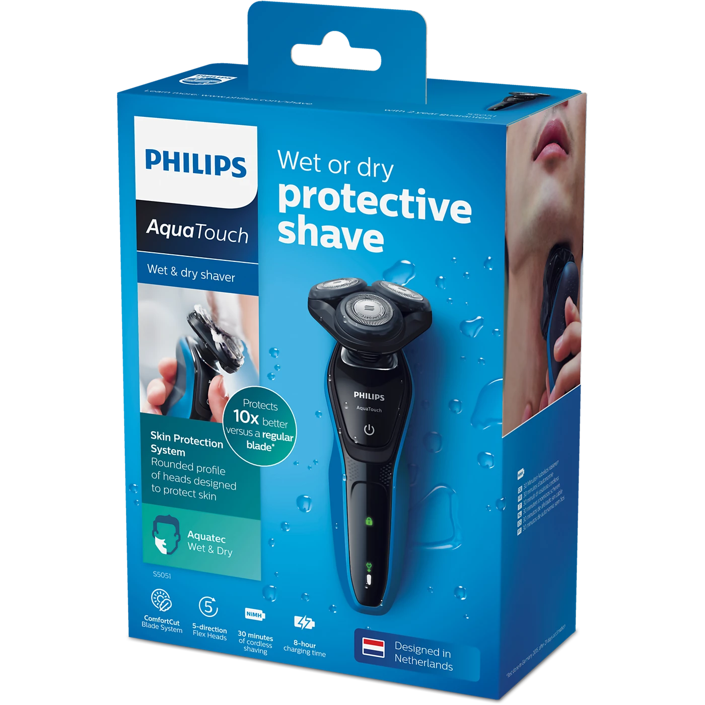 Philips Shaver - S5051/03 - Features SkinProtect Blades With Protective Coating, a 5-Direction Flex Head, and Full Wet or Dry Capability