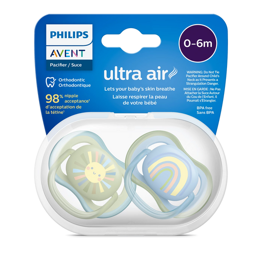 Philips Avent Soother Pacifier Air 0-6M - Ultra-Light Silicone Teats And Ventilated Shields