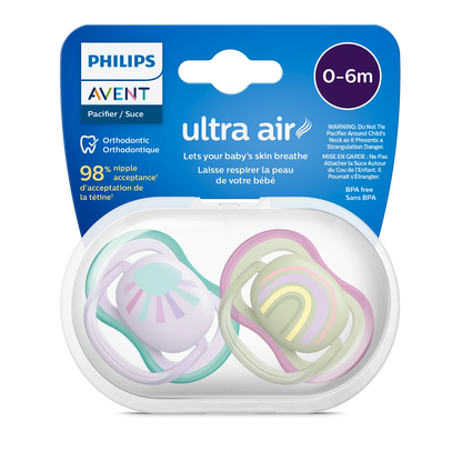 Philips Avent Soother Pacifier Air 0-6M - Ultra-Light Silicone Teats And Ventilated Shields