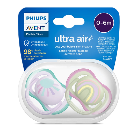 Philips Avent Soother Pacifier Air 0-6M - Ultra-Light Silicone Teats And Ventilated Shields