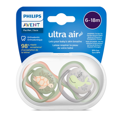 Philips Avent Soother Pacifier Air 6-18M - Ultra-Light Silicone Teats And Ventilated Shields