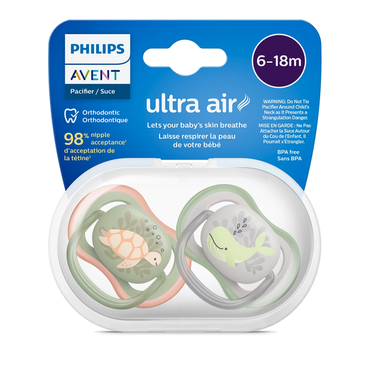 Philips Avent Soother Pacifier Air 6-18M - Ultra-Light Silicone Teats And Ventilated Shields