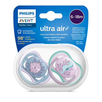 Philips Avent Soother Pacifier Air 6-18M - Ultra-Light Silicone Teats And Ventilated Shields