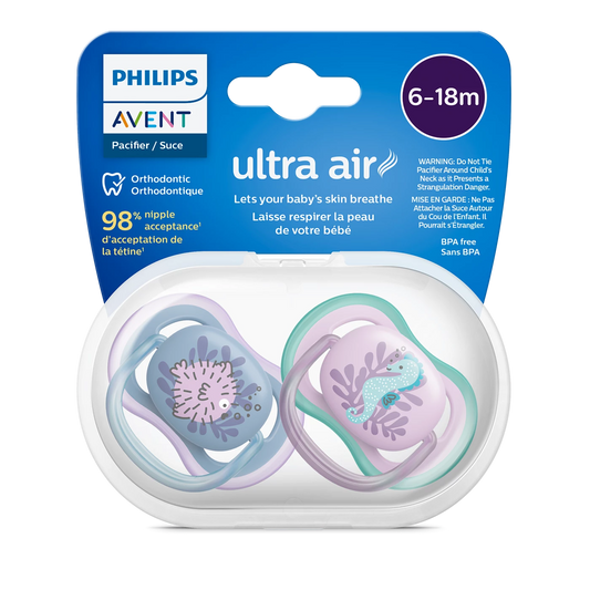 Philips Avent Soother Pacifier Air 6-18M - Ultra-Light Silicone Teats And Ventilated Shields