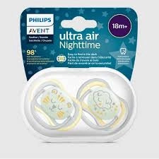 Philips Avent  Soother Pacifier  Air Nighttime 18M+ - SCF376/01 - Larger Orthodontic Teat For Toddlers 18 Months And Older