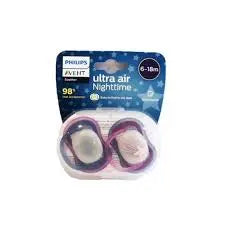 Philips Avent Soother Pacifier Air Nighttime 6-18M Girl X2 - SCF376/14