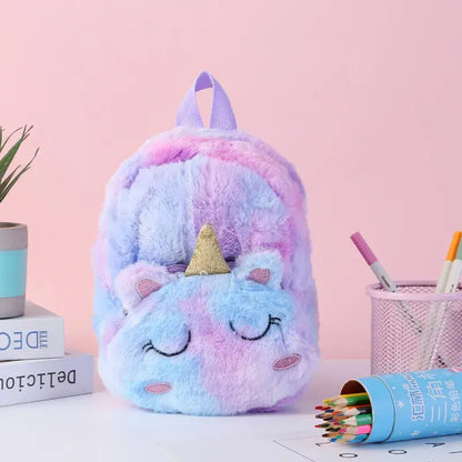 Unicorn Plush Kids Pencil Backpack – Cute School Bag for Girls