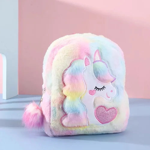 Unicorn Plush Kids Pencil Backpack – Cute School Bag for Girls