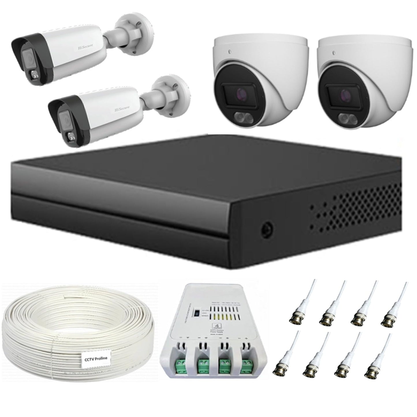 CCTV Security Kit – 2 Bullet + 2 Dome Cameras with DVR